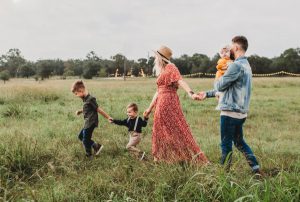 Family in field
